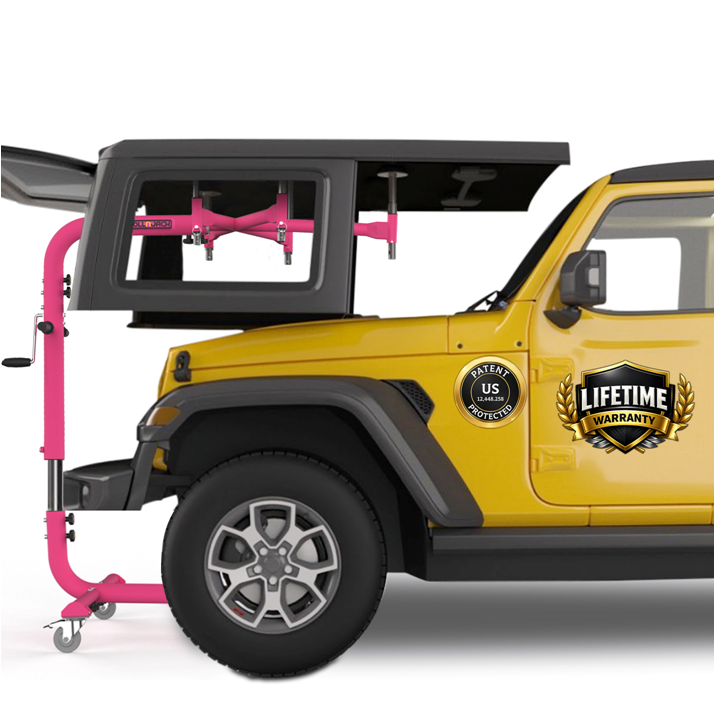 Pink RollnJack Jeep Hardtop Removal & Storage Device